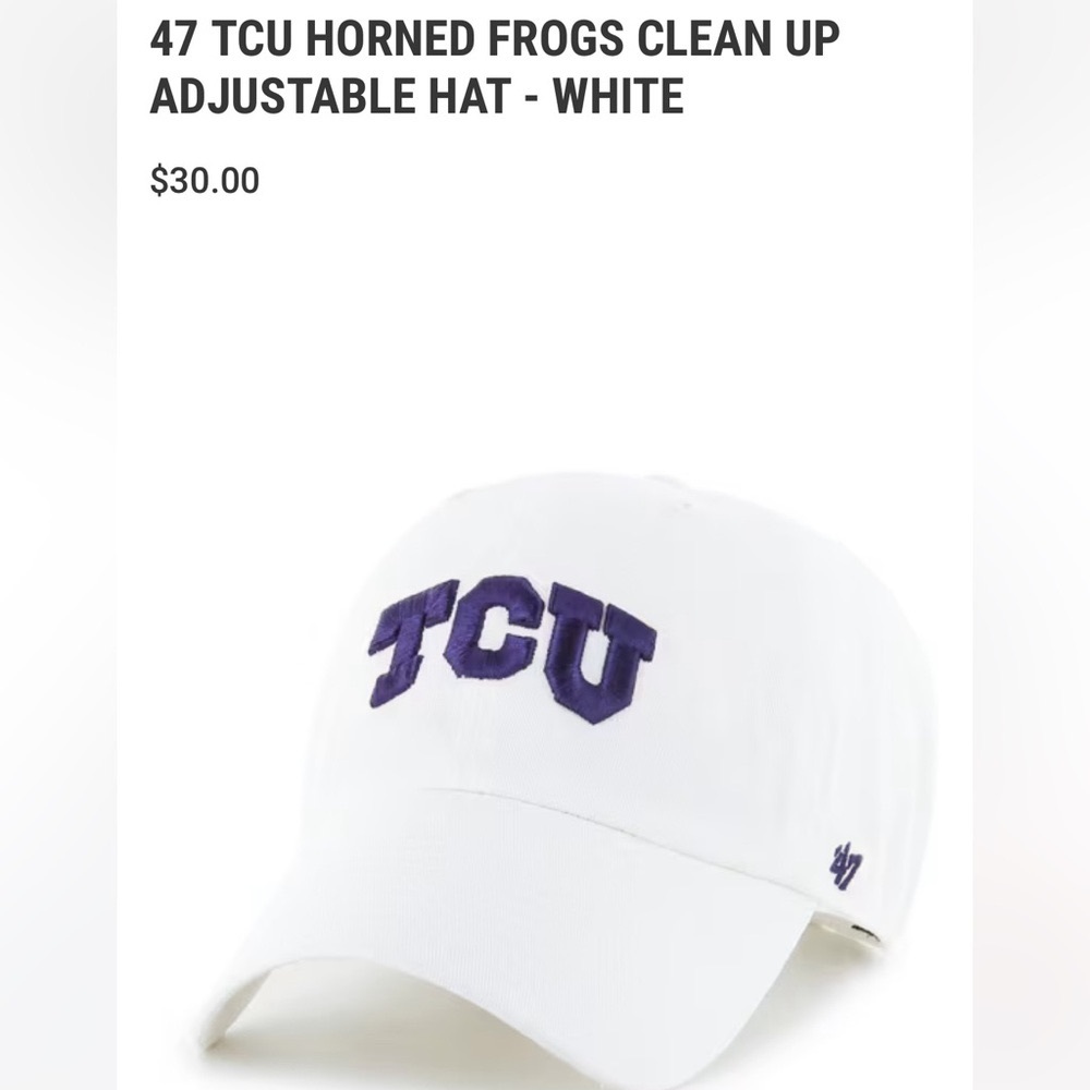47 Brand White Cap with TCU Embroidery